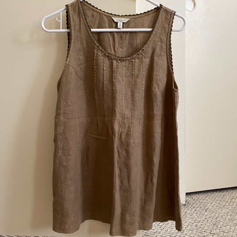 Brown Sleeveless Beaded Mini Dress